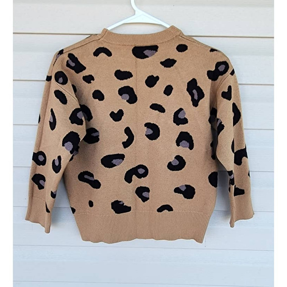Heavy Knit Crew Neck Leopard Print Sweater - Picture 2 of 6